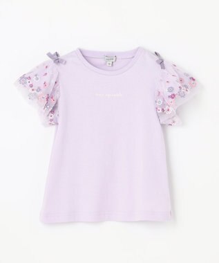 ANY KIDS フラワーチュール半袖Tシャツ ラベンダー系