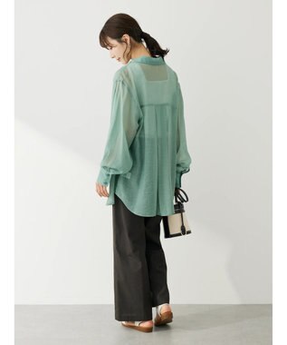 Green Parks 綿麻混イージーワイドパンツ Dark Gray