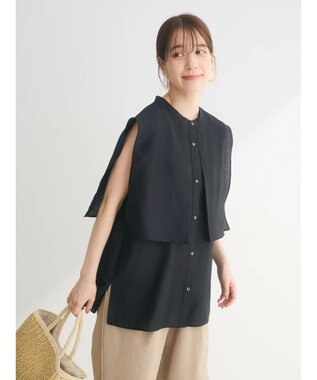 Green Parks レイヤードノースリーブブラウス Black