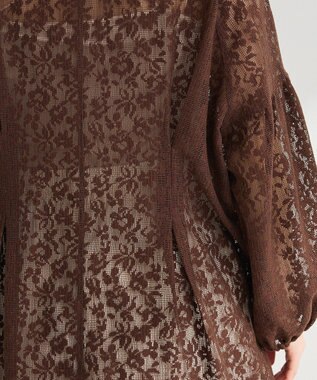 Green Parks メッシュレースタック入りプルオーバー Brown