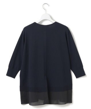 23区 L 【洗える】レーヨンポリエステルストレッチ シャツコンビ ニット ネイビー系