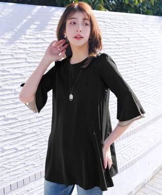 【新色追加】シフォンフレア袖チュニックブラウス