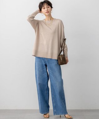 23区 L 【洗える】オータムシャイニー リラクシー ニット ベージュ系