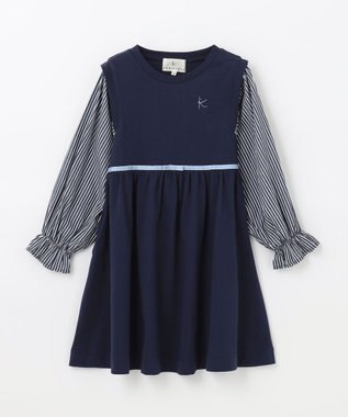 組曲 KIDS 【150-160cm】シェイプドカット ワンピース ネイビー系
