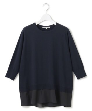 洗える】レーヨンポリエステルストレッチ シャツコンビ ニット