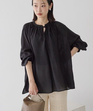 AMERICAN HOLIC スキッパーギャザーブラウス Black