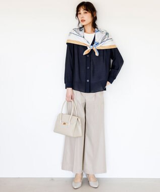 ANY SIS 【WEB・一部店舗限定】大判チェーン スカーフ ブルーチェーン