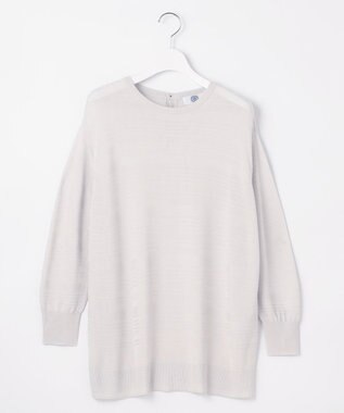 J.PRESS LADIES 【WEB限定カラーあり・洗える】SILKY RAYON STRETCH ボーダー ニット ライトグレー系