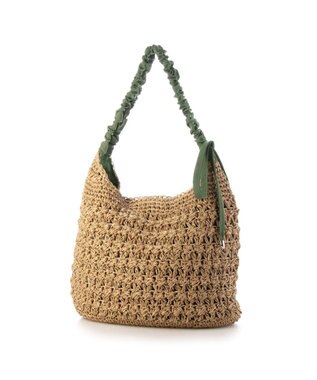 UNBILLION カシュカシュ cachecache / ドロストギャザーハンドル柄編2wayトート グリーン