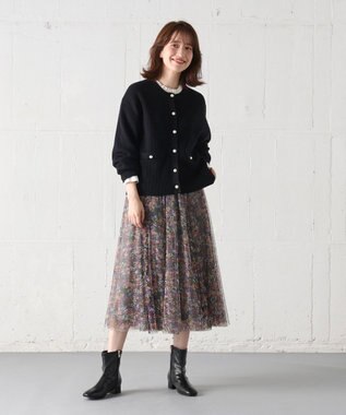 ANY 【手洗い可】パールカーディガン ブラック