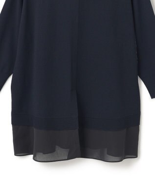 23区 L 【洗える】レーヨンポリエステルストレッチ シャツコンビ ニット ネイビー系