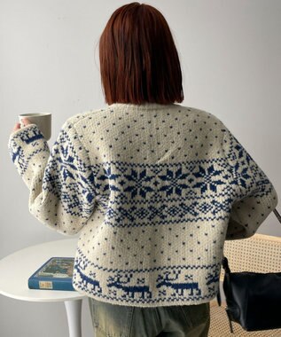 WEGO 雪柄ZIPニット ホワイトアイボリー