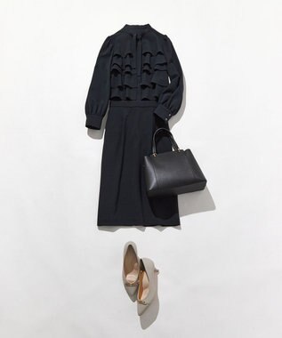 組曲 S 【KUMIKYOKU NAVY】コンフォータブルドレープ コクーンスカート ネイビー系