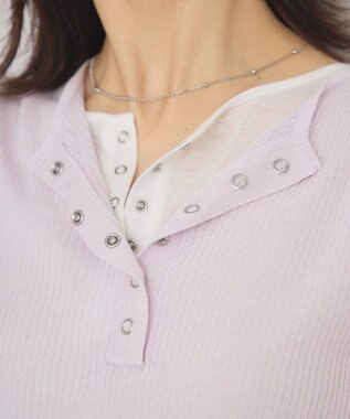 AMERICAN HOLIC 【2点セット】シアーリブヘンリーネックニット＋タンクトップ Purple
