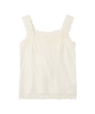 earth music&ecology 総レースホルターネックキャミソール Off White