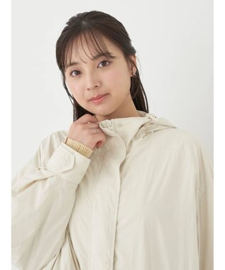 earth music&ecology テックフードロングコート Ecru