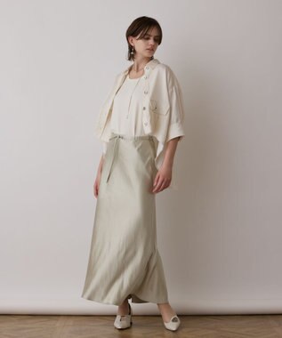 GRACE CONTINENTAL サテンストレッチイージースカート ライトグリーン