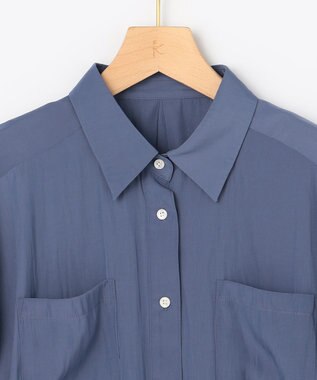 組曲 S ギャザーライトデシン ブラウス ダルブルー系