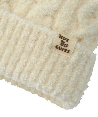 MIKI HOUSE HOT BISCUITS 【42-52cm】 ぼん天付きケーブル編みのニット帽子 白
