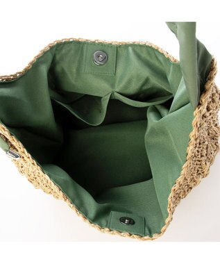 UNBILLION カシュカシュ cachecache / ドロストギャザーハンドル柄編2wayトート グリーン