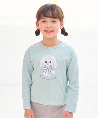 ANY KIDS ミラクルスパンコール 長袖 Ｔシャツ ミント×ウサギ