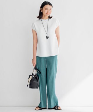 23区 【洗える】レーヨンポリエステルストレッチ フレア ニット ホワイト系