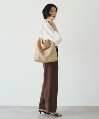 russet ナイロンラフィアワンショルダーバッグ《かごバッグ》(CE-1714) Ivory