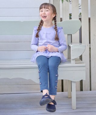 ANY KIDS カット デニム パンツ ブルー