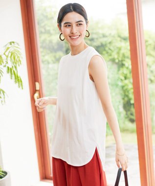 UNFILO 【吸水速乾/マシンウォッシャブル】ショルダータック カットソー ホワイト