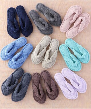 UCHINO タオルサンダルスリッパ「リラックス」【Mサイズ23-25cm】洗えるスリッパ ブルー