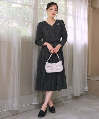 Tiaclasse 【洗える】配色パイピングフレアワンピース ブラック