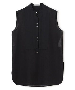 BEIGE， GOSHE / サテン切替 シアースタンドブラウス Black