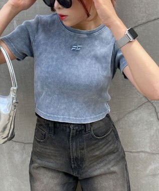 WEGO ヴィンテージウォッシュリブT ブルー