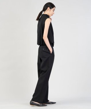 23区 【エステータ】コットンダブルクロス テーパード ワイドパンツ ブラック系