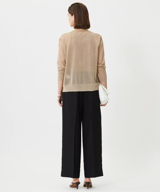 ICB L 【洗える】 マーセライズコットンシアー カーディガン チノベージュ×ゴールド系