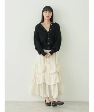 earth music&ecology ランダムティアードボリュームスカート Cream