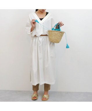 UNBILLION kakatoo ビジュー付きカゴバッグ ブルー