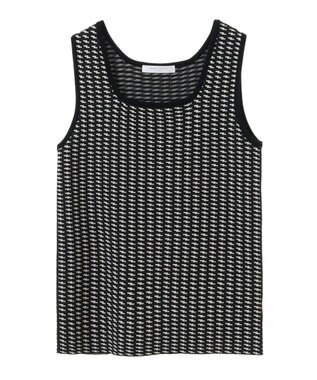 Green Parks ジャガード柄スクエアニットプルオーバー Black