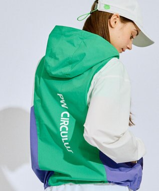 PW CIRCULUS 【撥水加工/ストレッチ】【WOMEN】カラーブロッキング ブルゾン ゴルフウェア レディース ピーコックグリーン系