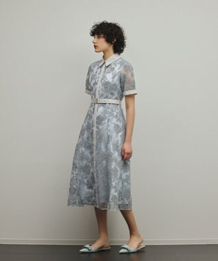 GRACE CONTINENTAL フラワーコード刺繍ワンピース グレー
