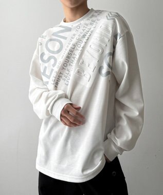 WEGO エンボスグラフィックT(LS) ホワイト