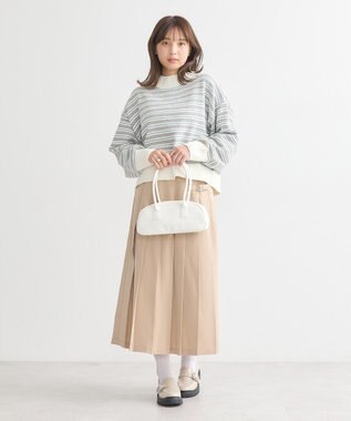 earth music&ecology マルチボーダーベロアモールプルオーバー Ivory