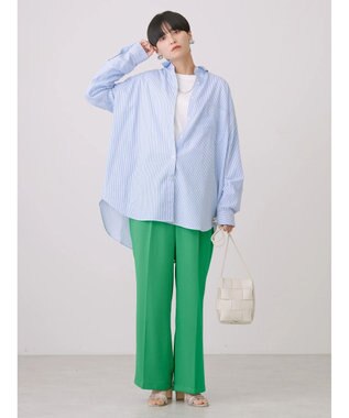 AMERICAN HOLIC ＵＶカット加工バックタックシャツチュニック Stripe Sax