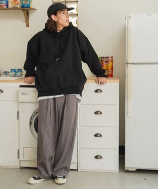 WEGO 【ユニセックス着用ITEM/MLXLサイズ展開/新色追加/裏起毛】スウェットプルパーカー ブラック