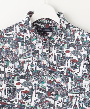 23区GOLF 【WOMEN】【吸水速乾/UVカット】パリマップ総柄ポロシャツ ホワイト系5