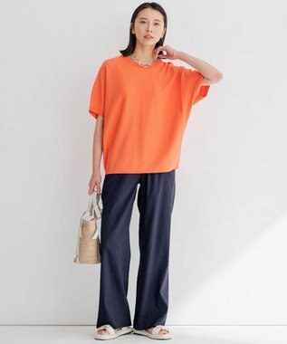 23区 S 【洗える】レーヨンポリエステルストレッチ ドルマン ニット オレンジ系