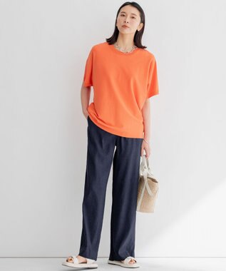 23区 S 【洗える】レーヨンポリエステルストレッチ ドルマン ニット オレンジ系