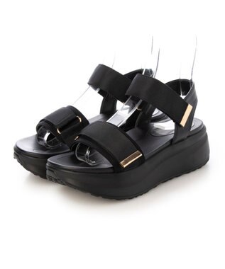 MODE ET JACOMO <noyau>厚底サテンベルクロスポーツサンダル ブラック