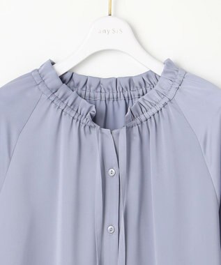 ANY SIS 【前後着用可能】ギャザーネック ブラウス ブルー