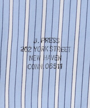 J.PRESS MEN 【WEB限定】ポプリンストライプ バックブルバンドカラーシャツ サックスブルー系1